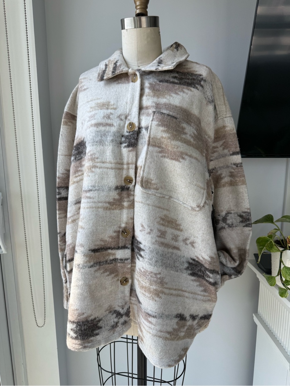 Oversized Western Patterned Shacket